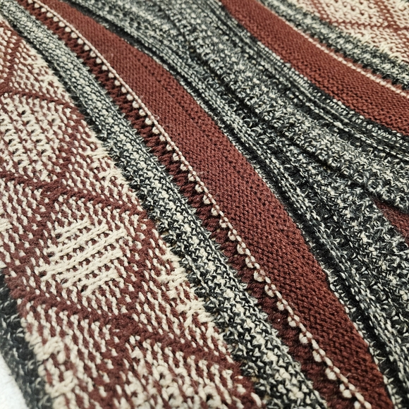 Open Front Long Knit Cardigan in Burgundy - Picture 15 of 15